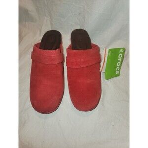 Crocs Womens Sarah Suede Clog Sz W8 Red BNWT